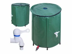 Depósito de agua de lluvia de 200L en PVC con grifo y válvula de drenaje^Mobilibrico Online
