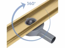 Desagüe lineal Neox Pro 600 Brush Gold de acero inoxidable de alta calidad para un baño elegante y fácil de limpiar^Rea