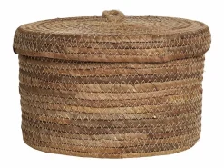 Les Tendances DESIO Set van 2 opbergmanden met deksel – natuurlijke jute Marru00f3n Online