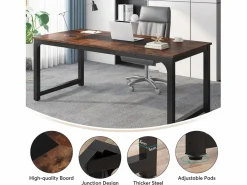 Tribesigns Desk informático, Escritorio para portátil, Mesa de estudio, Escritorio de estudio para teletrabajo, 180 x 90 x 77 cm, Marrón rústico Marru00f3n Online