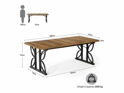 Despacho de dirección de 180 cm, gran escritorio de ordenador con estructura metálica robusta^Tribesigns New