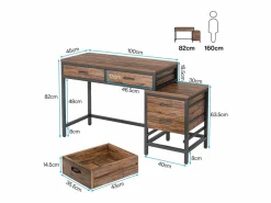 Despacho de ordenador, Mesa de despacho con 5 cajones, Escritorio informático con armario de cajones reversible, Soporte de impresora para el hogar^Tribesigns Online
