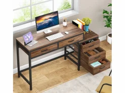 Despacho de ordenador, Mesa de despacho con 5 cajones, Escritorio informático con armario de cajones reversible, Soporte de impresora para el hogar^Tribesigns Online