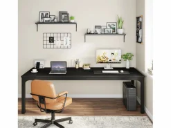 Despacho informático, Despacho para portátil, Mesa de estudio, Mesa para portátil, Doble escritorio largo 200 x 70 x 75 cm,^Tribesigns Best