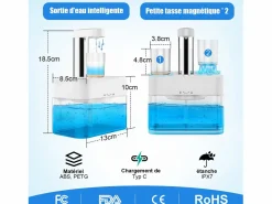 Accesorios De Wc|Dispensador automático de enjuague bucal 550ml con 2 vasos magnéticos - Dosificación ajustable, diseño blanco impermeable