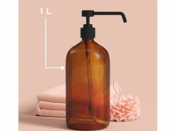 5five Dispensador de jabón de vidrio ámbar de 1 L Marru00f3n Best