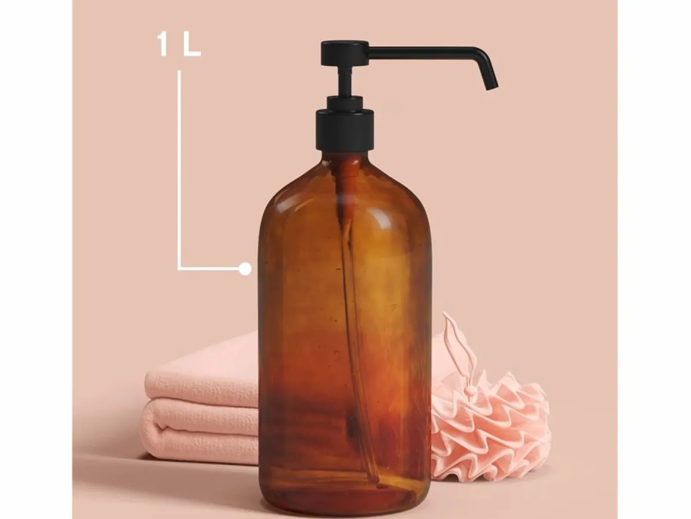 5five Dispensador de jabón de vidrio ámbar de 1 L Marru00f3n Best
