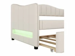 Diván cama con LED 90x200cm + cama nido 90x190cm - tapizado en tela de lino - (colchón no incluido)^ModernLuxe Clearance