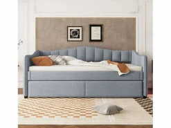 ModernLuxe Cama Nido|Diván cama con LED 90x200cm + cama nido 90x190cm - tapizado en tela de lino - (colchón no incluido)