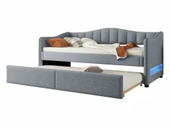 ModernLuxe Cama Nido|Diván cama con LED 90x200cm + cama nido 90x190cm - tapizado en tela de lino - (colchón no incluido)