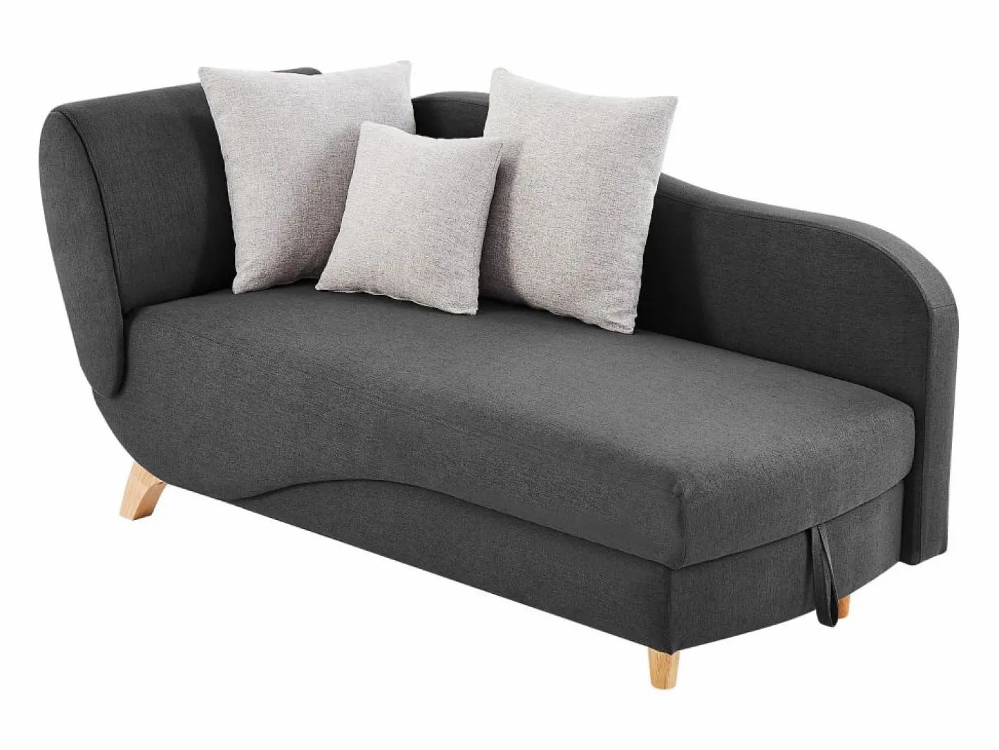 Diván (ángulo derecho) convertible de tela antracita con cojín gris PENELOPE^Vente-unique Hot