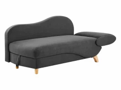Vente-unique Diván Cama|Diván (ángulo derecho) convertible de tela antracita con cojines grises PENELOPE