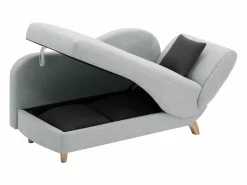 Vente-unique Diván (ángulo derecho) convertible de tela con cojines antracita PENELOPE Gris claro