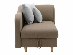 Diván (ángulo izquierdo) convertible de tela marrón con cojines grises PENELOPE^Vente-unique Clearance