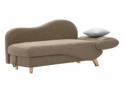 Diván (ángulo izquierdo) convertible de tela marrón con cojines grises PENELOPE^Vente-unique Clearance