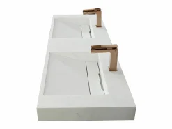 Shower & Design Lavabo|Doble lavabo suspendido 120 cm efecto mármol - KODIAK