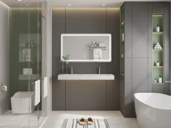 Shower & Design Lavabo|Doble lavabo suspendido 120 cm efecto mármol - KODIAK