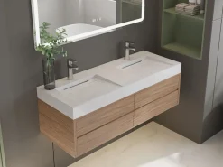 Shower & Design Lavabo|Doble lavabo suspendido 120 cm efecto mármol - KODIAK