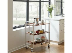 Don Hierro - Carrito auxiliar plegable BAUHAUS blanco con ruedas – 3 niveles y 3 posiciones- Marru00f3n chocolate Sale