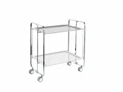 Don Hierro - Carrito auxiliar plegable BAUHAUS cromado con ruedas – 2 niveles y 4 posiciones- Blanco Sale