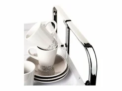 Don Hierro - Carrito auxiliar plegable BAUHAUS cromado con ruedas – 2 niveles y 4 posiciones- Blanco Sale