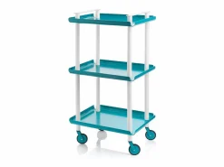 Don Hierro - Carrito auxiliar LEKY, armazón blanco, 3 estantes. Multifuncional, práctico y decorativo- Azul turquesa New