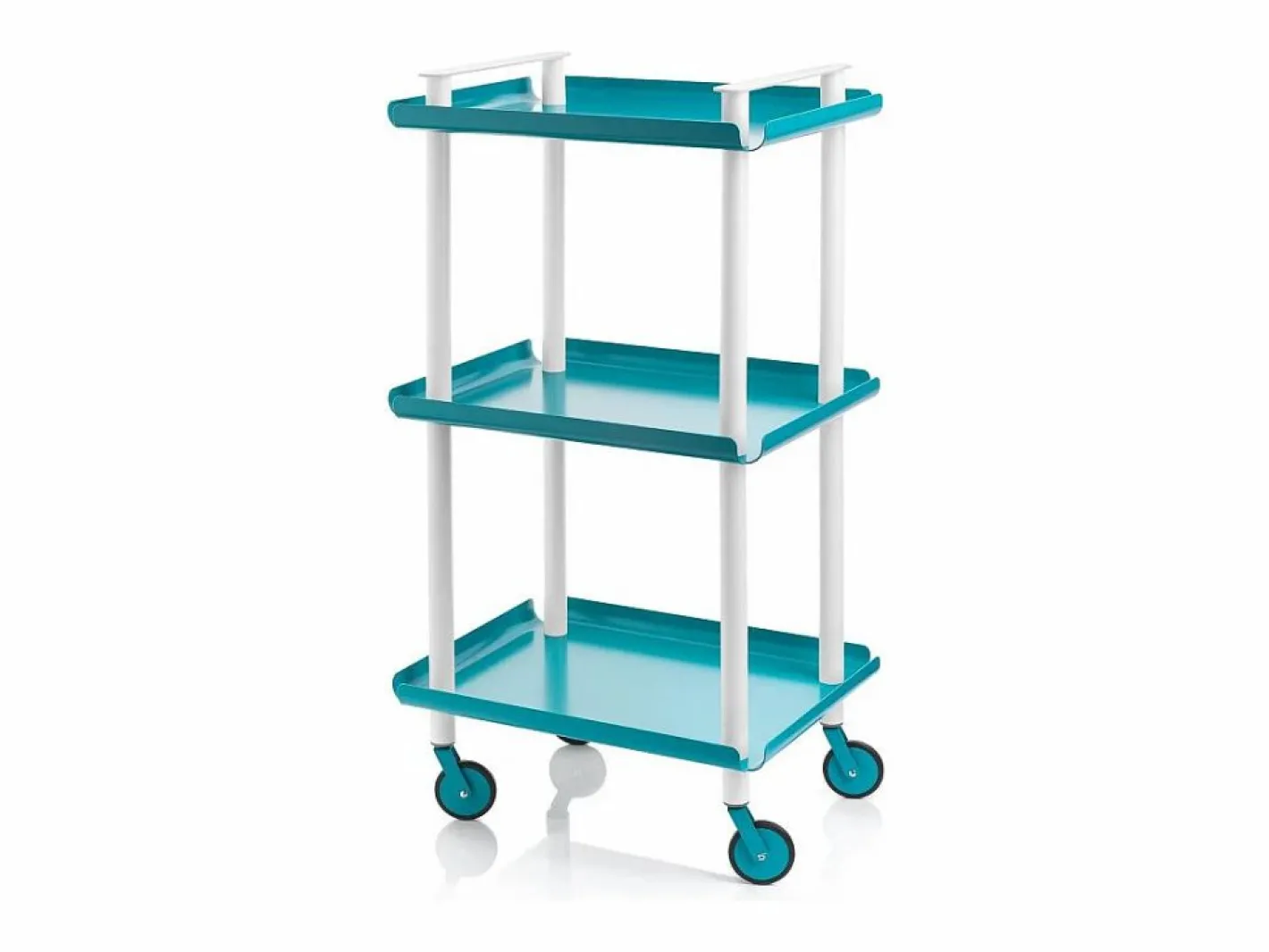 Don Hierro - Carrito auxiliar LEKY, armazón blanco, 3 estantes. Multifuncional, práctico y decorativo- Azul turquesa New