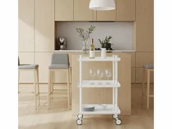 Don Hierro - Carrito auxiliar LEKY, armazón , 3 estantes. Multifuncional, práctico y decorativo- Blanco Outlet