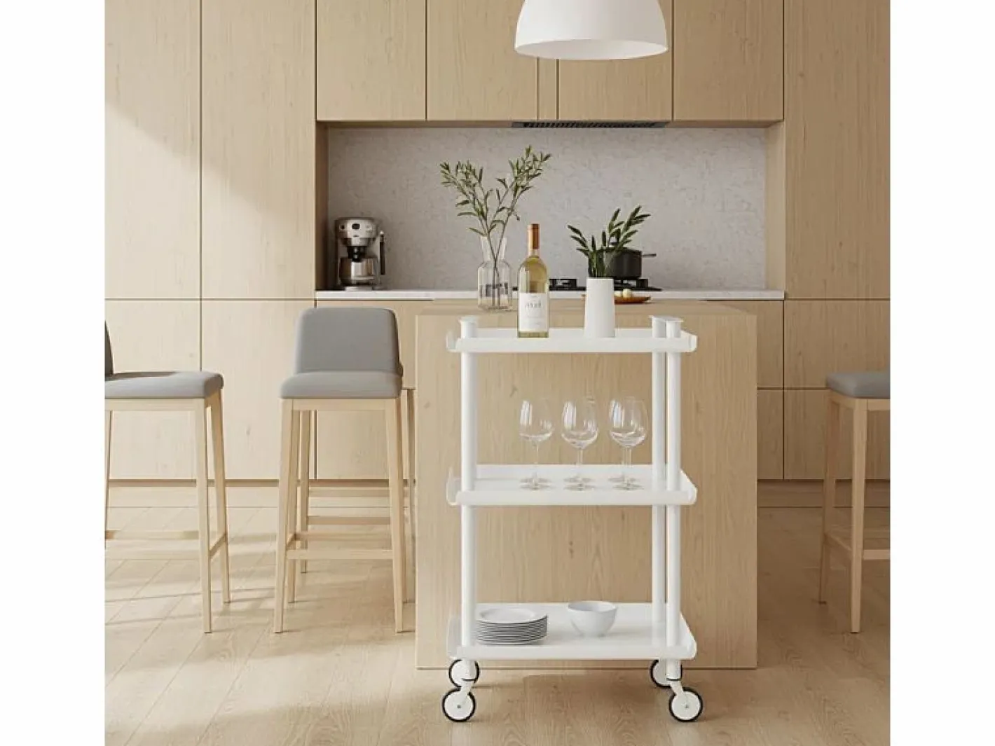 Don Hierro - Carrito auxiliar LEKY, armazón , 3 estantes. Multifuncional, práctico y decorativo- Blanco Outlet