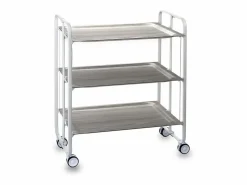 Don Hierro Mueble Camarera|- Carrito auxiliar plegable BAUHAUS blanco con ruedas – 3 niveles y 3 posiciones-