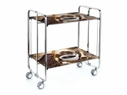 Don Hierro - Carrito auxiliar plegable BAUHAUS cromado con ruedas – 2 niveles y 4 posiciones- Marru00f3n Best