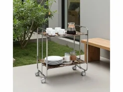 Don Hierro - Carrito auxiliar plegable BAUHAUS cromado con ruedas – 2 niveles y 4 posiciones- Marru00f3n Best