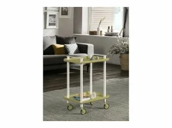 Don Hierro - Carrito auxiliar LEKY, armazón blanco, 2 estantes. Multifuncional, práctico y decorativo- Caqui Online