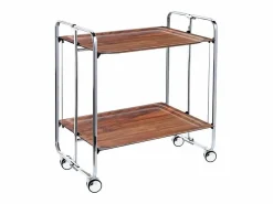 - Carrito auxiliar plegable BAUHAUS cromado con ruedas – 2 niveles y 4 posiciones-Cedro^Don Hierro Hot