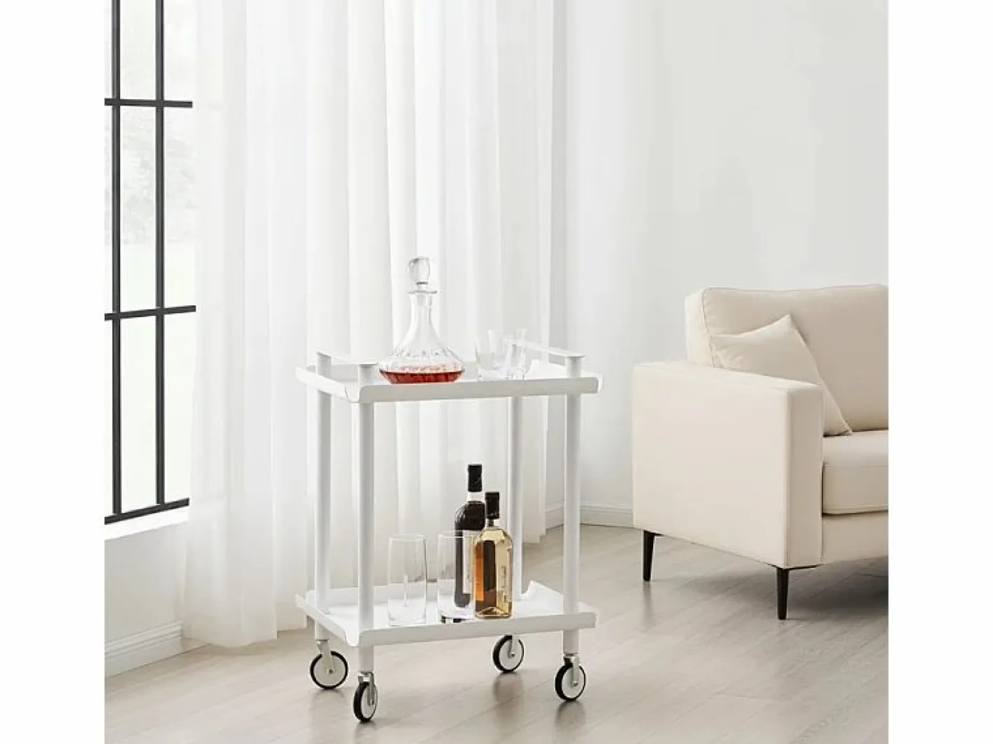Don Hierro - Carrito auxiliar LEKY, armazón , 2 estantes. Multifuncional, práctico y decorativo- Blanco