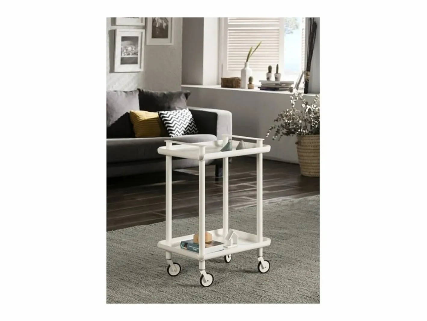 Don Hierro - Carrito auxiliar LEKY, armazón , 2 estantes. Multifuncional, práctico y decorativo- Blanco