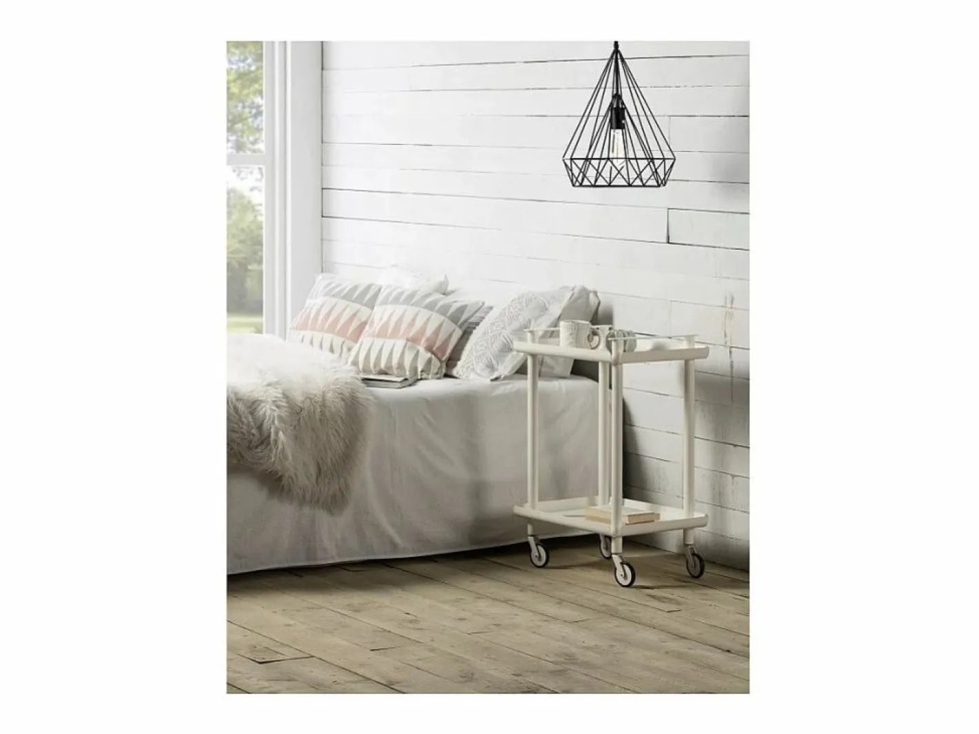 Don Hierro - Carrito auxiliar LEKY, armazón , 2 estantes. Multifuncional, práctico y decorativo- Blanco