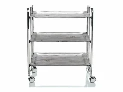 - Carrito auxiliar plegable BAUHAUS cromado con ruedas – 3 niveles y 3 posiciones-Pino envejecido^Don Hierro