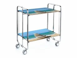 - Carrito auxiliar plegable BAUHAUS cromado con ruedas – 2 niveles y 4 posiciones-^Don Hierro Sale