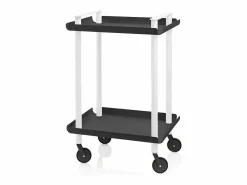 Don Hierro - Carrito auxiliar LEKY, armazón blanco, 2 estantes. Multifuncional, práctico y decorativo- Negro Hot