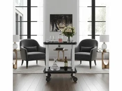 Don Hierro - Carrito auxiliar LEKY, armazón blanco, 2 estantes. Multifuncional, práctico y decorativo- Negro Hot