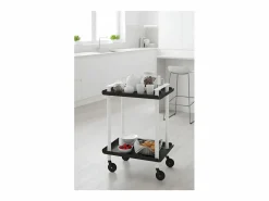 Don Hierro - Carrito auxiliar LEKY, armazón blanco, 2 estantes. Multifuncional, práctico y decorativo- Negro Hot