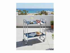 Don Hierro Mueble Camarera|- Carrito auxiliar plegable BAUHAUS cromado con ruedas – 2 niveles y 4 posiciones-