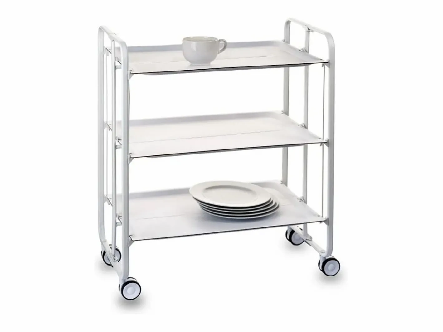 Don Hierro - Carrito auxiliar plegable BAUHAUS con ruedas – 3 niveles y 3 posiciones- Blanco Online
