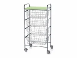 - Carrito verdulero GREEN, 4 cestas de gran capacidad, Gris aluminio y pistacho-^Don Hierro Online