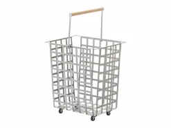 Don Hierro Cesto De Ropa|- Cesta metálica de almacenaje y decorativa, con ruedas y asa de madera, tamaño grande, ZESTA-