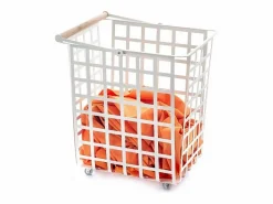 - Cesta metálica de almacenaje y decorativa, con ruedas y asa de madera, tamaño grande, ZESTA-^Don Hierro Hot