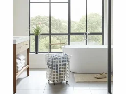 - Cesta metálica de almacenaje y decorativa, con ruedas y asa de madera, tamaño grande, ZESTA-^Don Hierro Hot