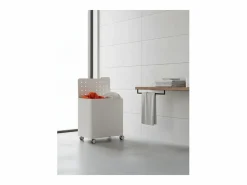 Don Hierro Cesto De Ropa|- Cesto de ropa con ruedas LUCCA, 60L, 2 compartimentos, cierre suave, estructura metálica blanca-