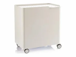 Don Hierro Cesto De Ropa|- Cesto de ropa con ruedas LUCCA, 60L, 2 compartimentos, cierre suave, estructura metálica blanca-
